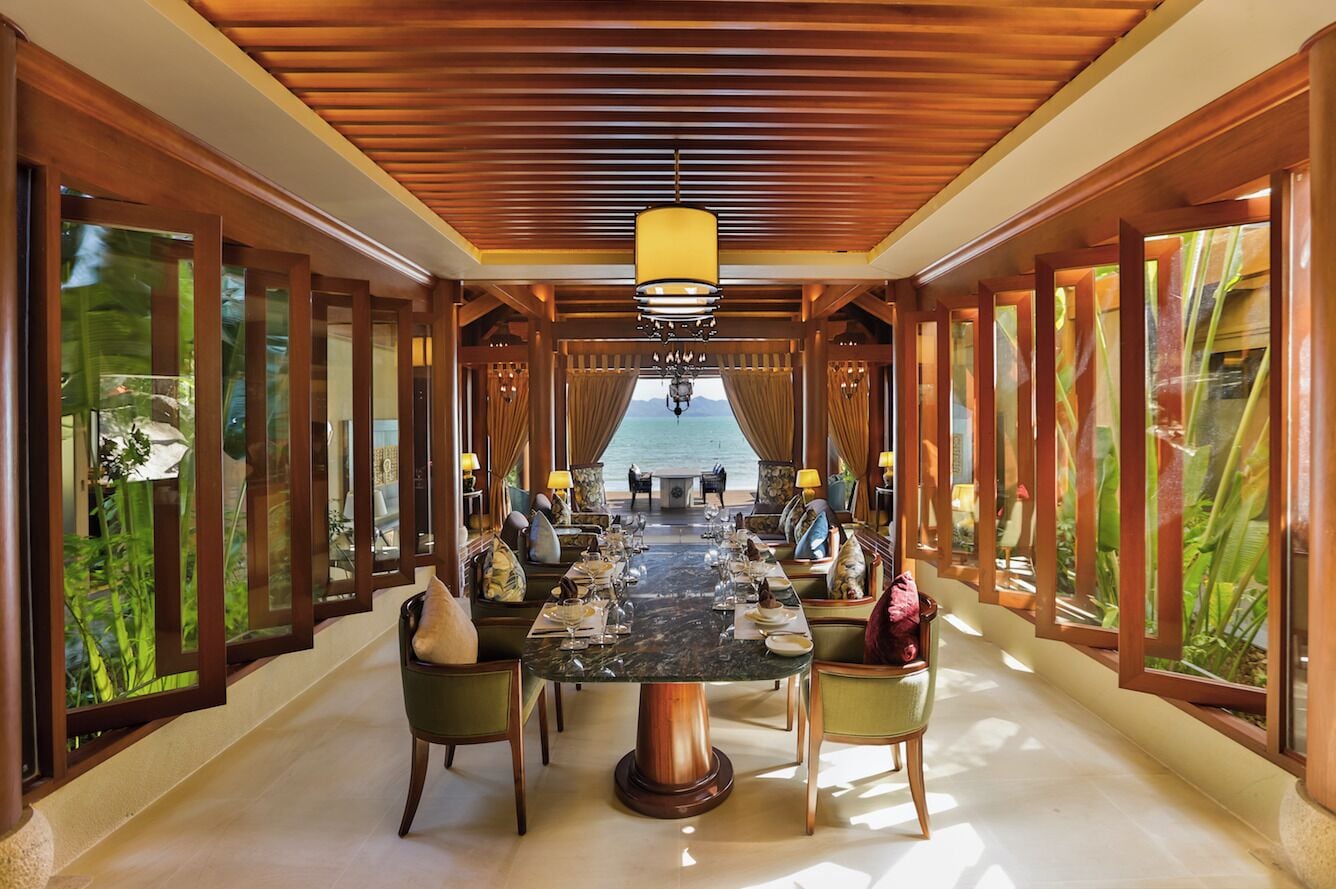 three bedrooms beachfront pool villa | minibar, in-room safe, individually decorated, desk