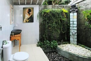 Shower, free toiletries, towels