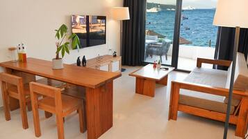 Casa ejecutiva, 2 habitaciones, vista al mar, frente al mar | Ropa de cama de alta calidad, cortinas blackout y wifi gratis