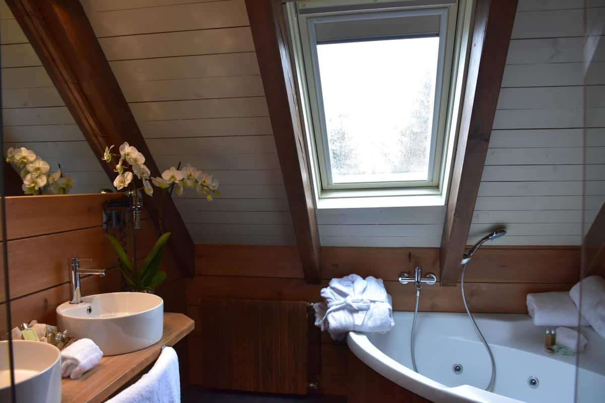 free toiletries, hair dryer, towels