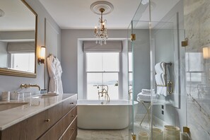 Junior Suite | Bathroom | Rainfall showerhead, designer toiletries, hair dryer, bathrobes - Lympstone Manor Hotel (Exmouth)
