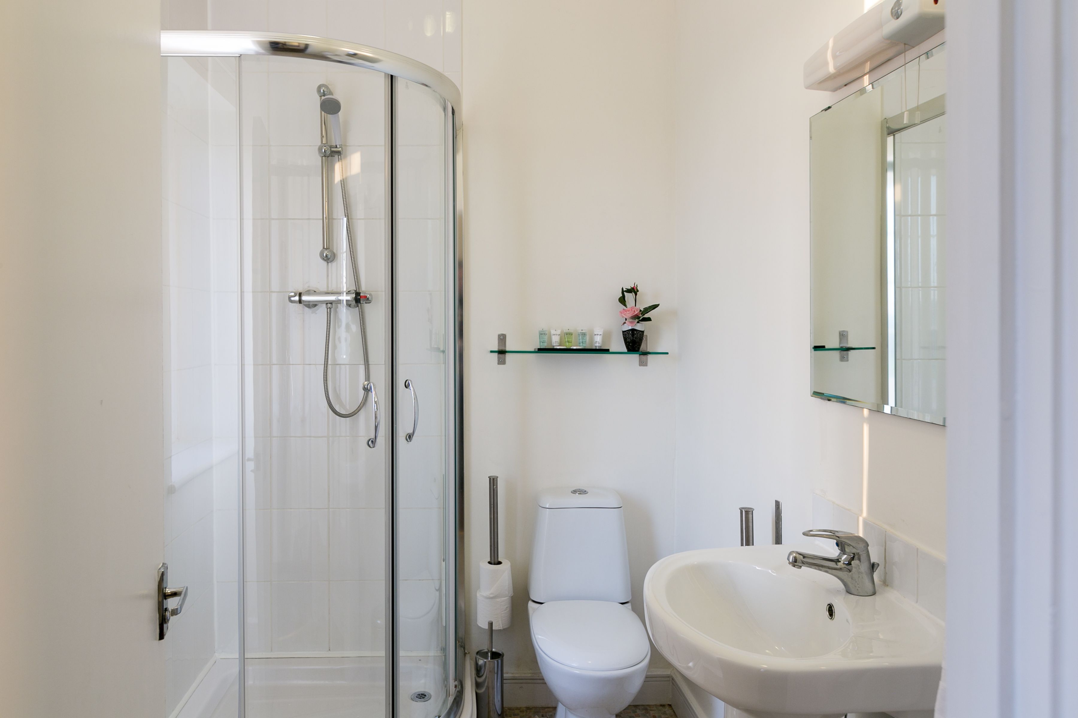 free toiletries, hair dryer, towels