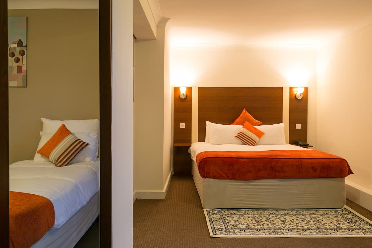 family room | individually decorated, individually furnished, desk, blackout curtains