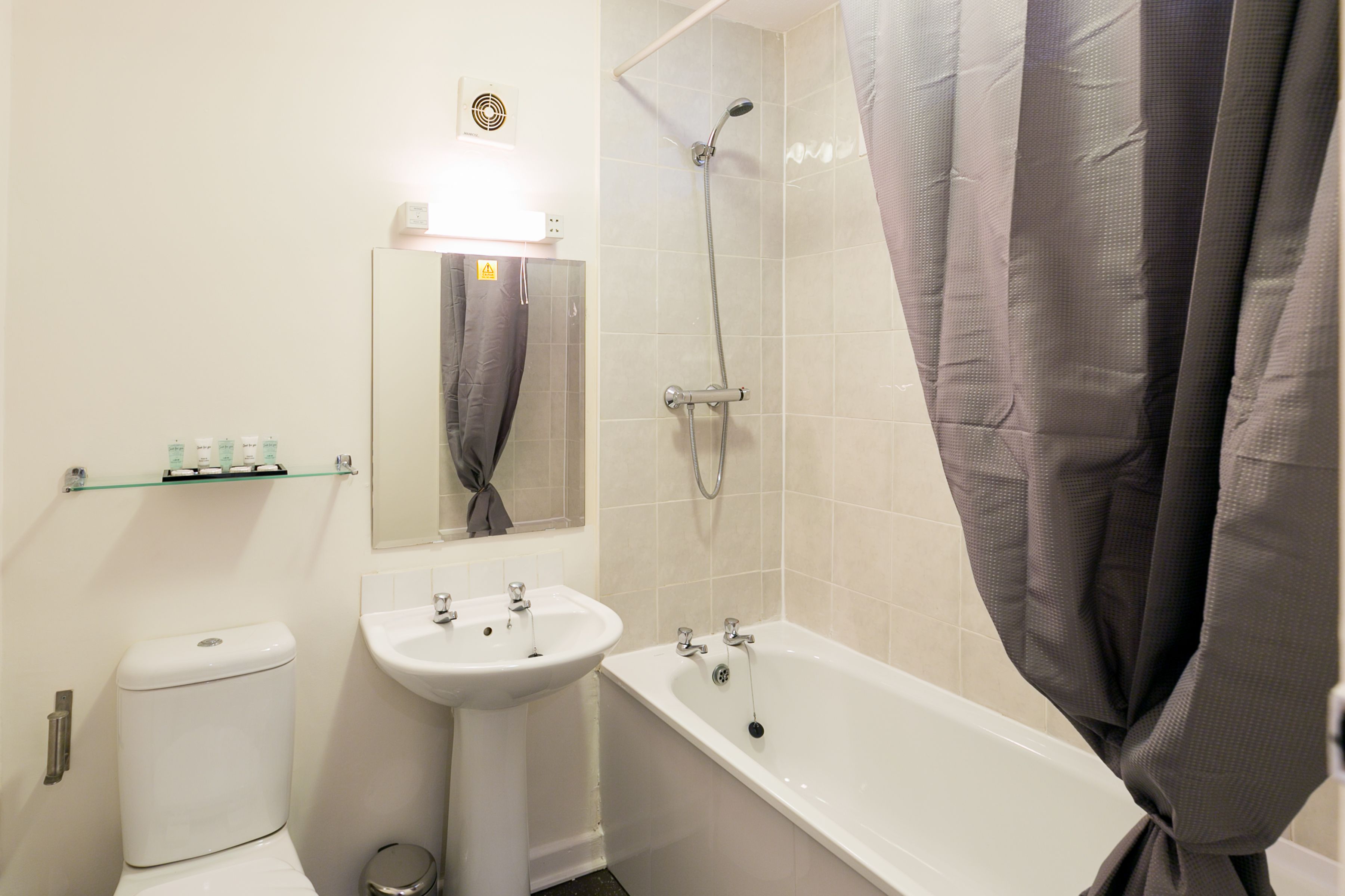 free toiletries, hair dryer, towels