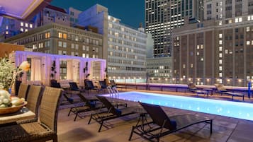 Outdoor pool, pool loungers