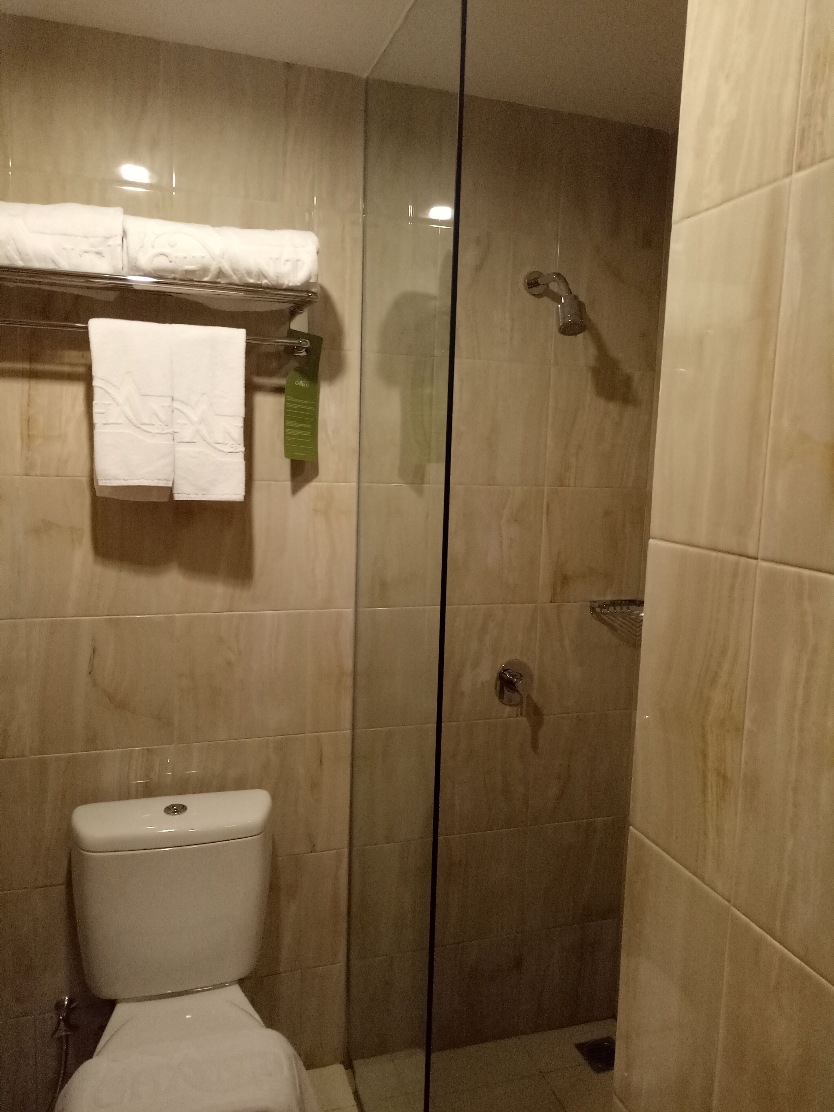 shower, free toiletries, hair dryer, slippers