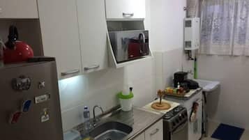Comfort Apartment, 2 Bedrooms, Kitchen, Pool View | Private kitchen | Fridge, microwave, oven, stovetop