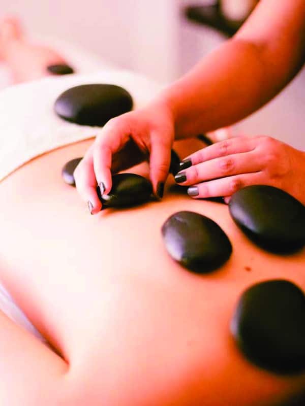 Outdoor treatment area, sauna, hot tub, body treatments, hydrotherapy