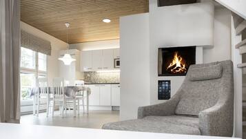 Apartment, 1 Bedroom, Sauna (52,5 m2) | Private kitchen | Fridge, microwave, stovetop, coffee/tea maker