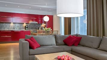 Apartment, 1 Bedroom, Sauna (62 m2) | Private kitchen | Fridge, microwave, stovetop, coffee/tea maker