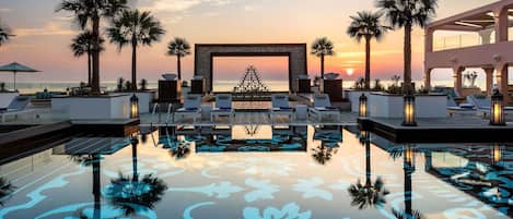 2 outdoor pools, open 8:00 AM to 8:00 PM, cabanas (surcharge)