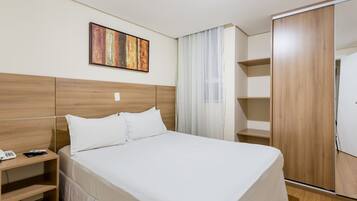 1 bedroom, laptop workspace, blackout curtains, soundproofing
