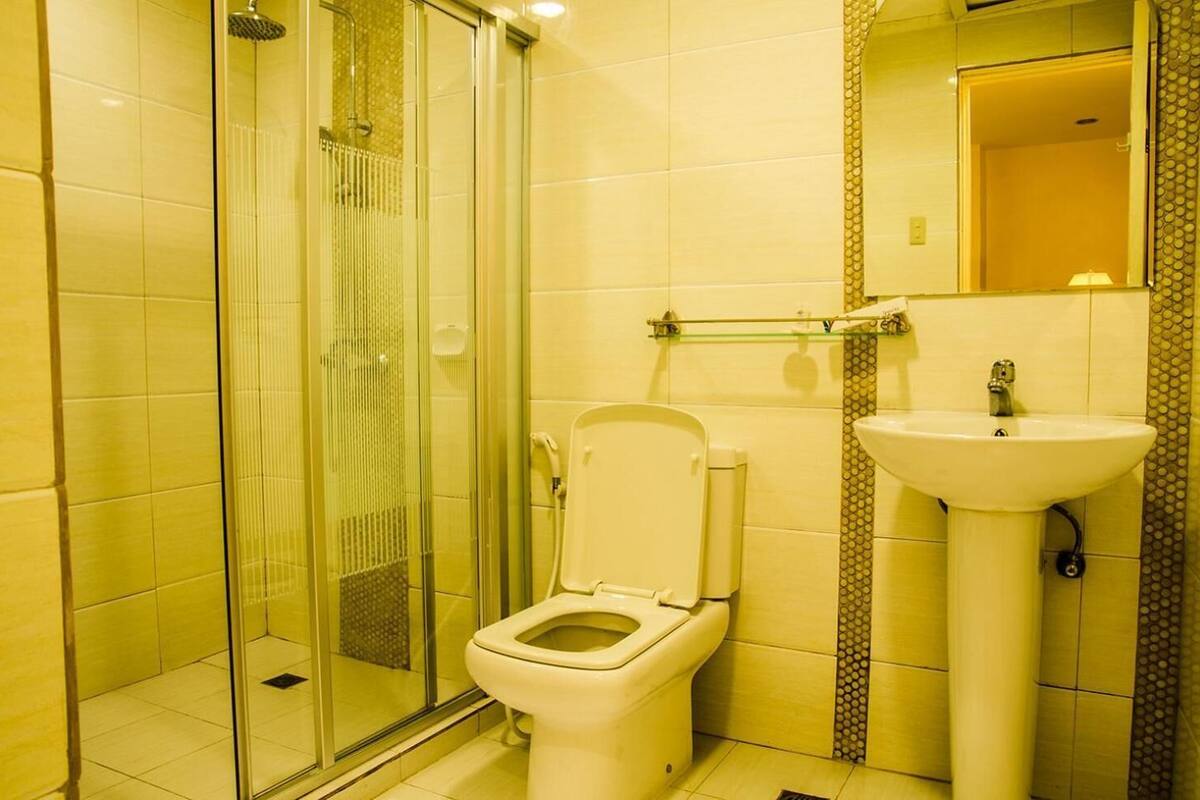 free toiletries, hair dryer, bidet, towels