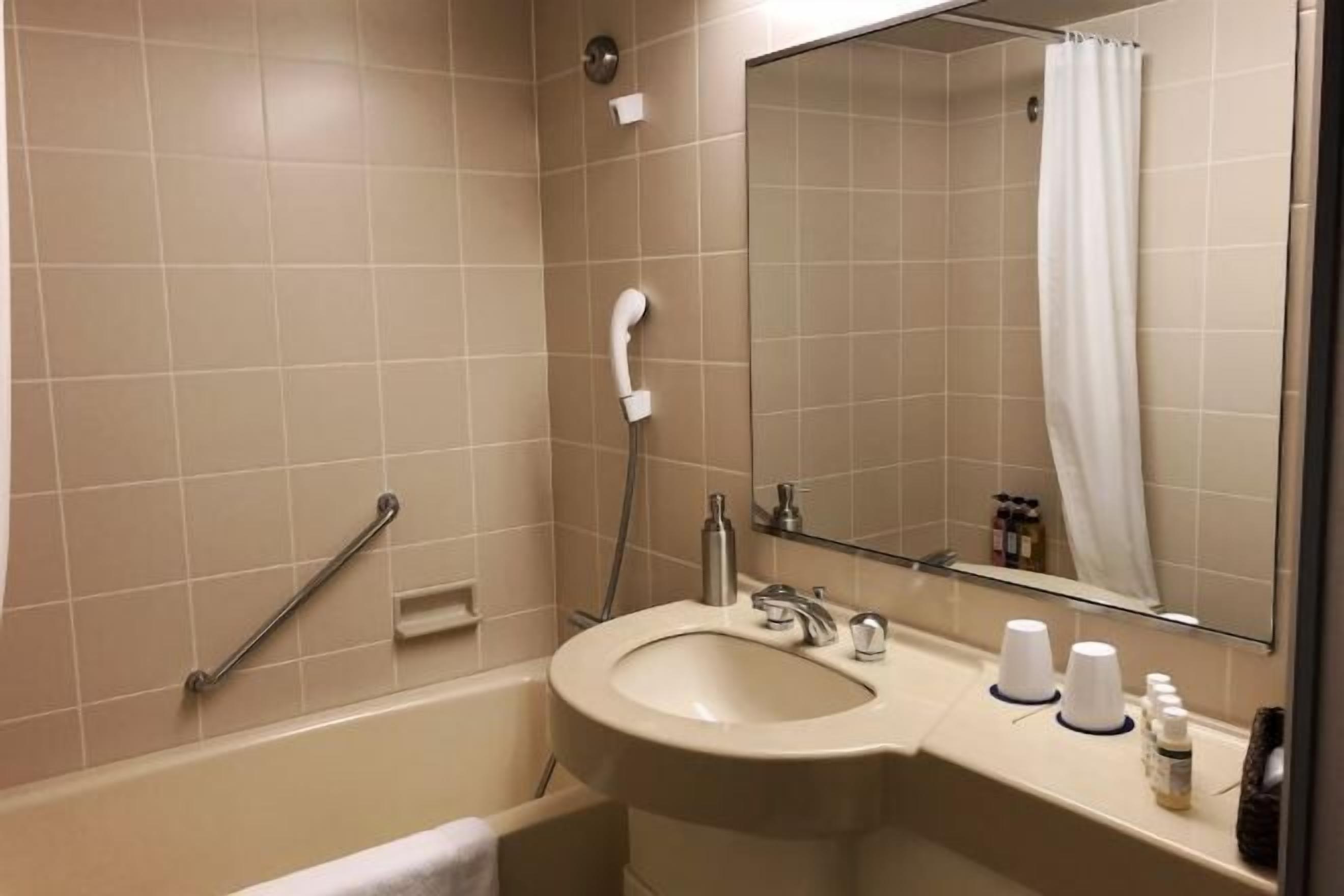 Shower, free toiletries, hair dryer, slippers