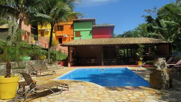 Outdoor pool, pool loungers