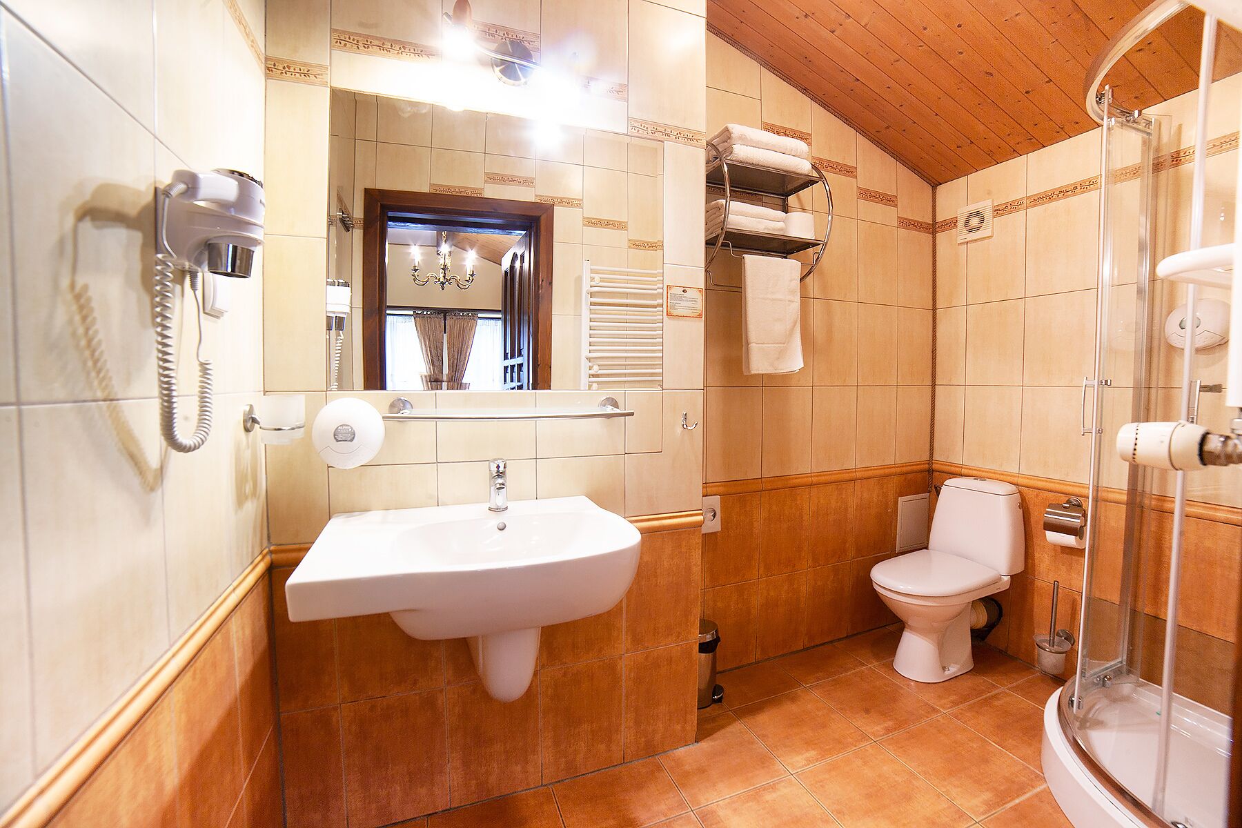 Une salle de bain avec un lavabo, des toilettes et une douche.