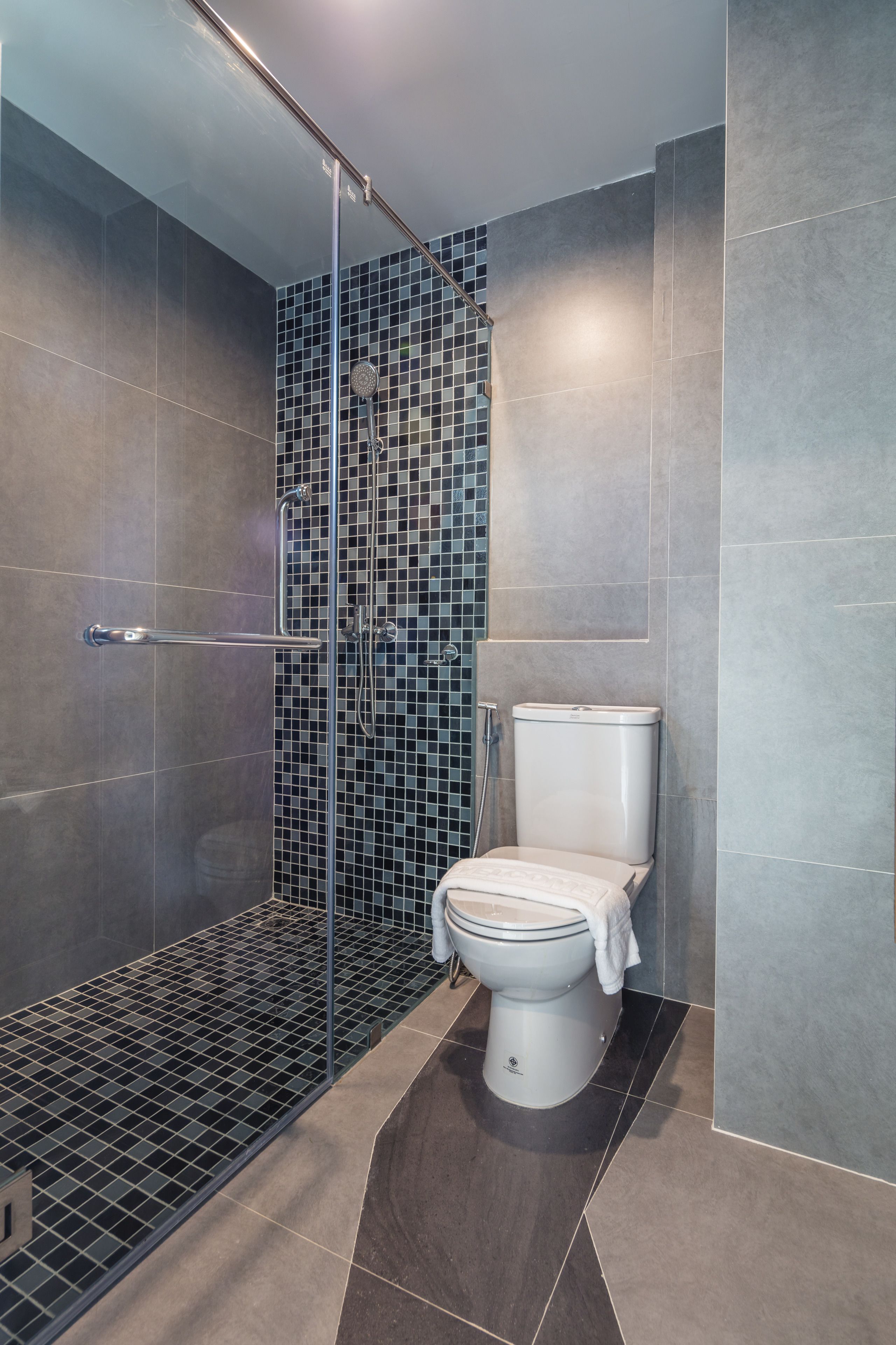 shower, free toiletries, hair dryer, slippers