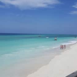 On the beach, white sand, scuba diving