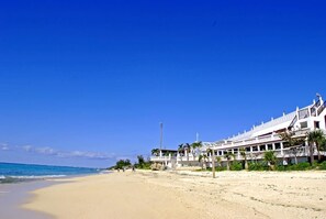 On the beach, white sand