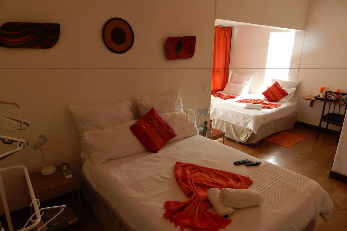 Laptop workspace, soundproofing, cots/infant beds, free WiFi
