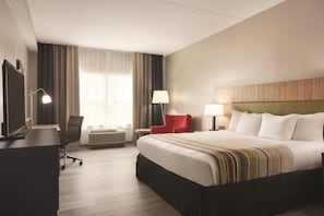 A hotel room with a bed, desk, chair, TV, and a window with curtains. - EQC Hotel 776 (Osaka)