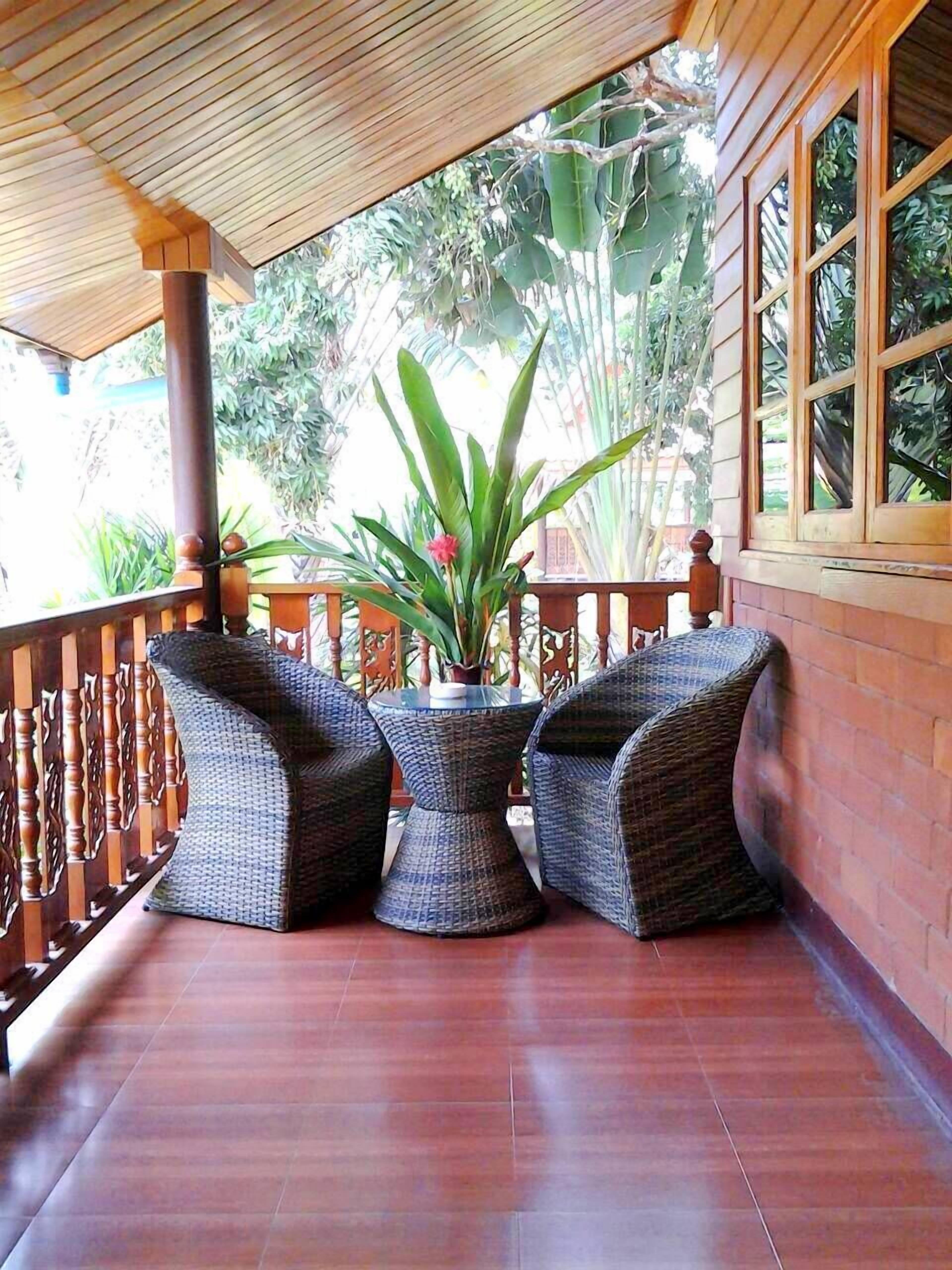 superior garden view with private back balcony | 1 bedroom, soundproofing, free wifi