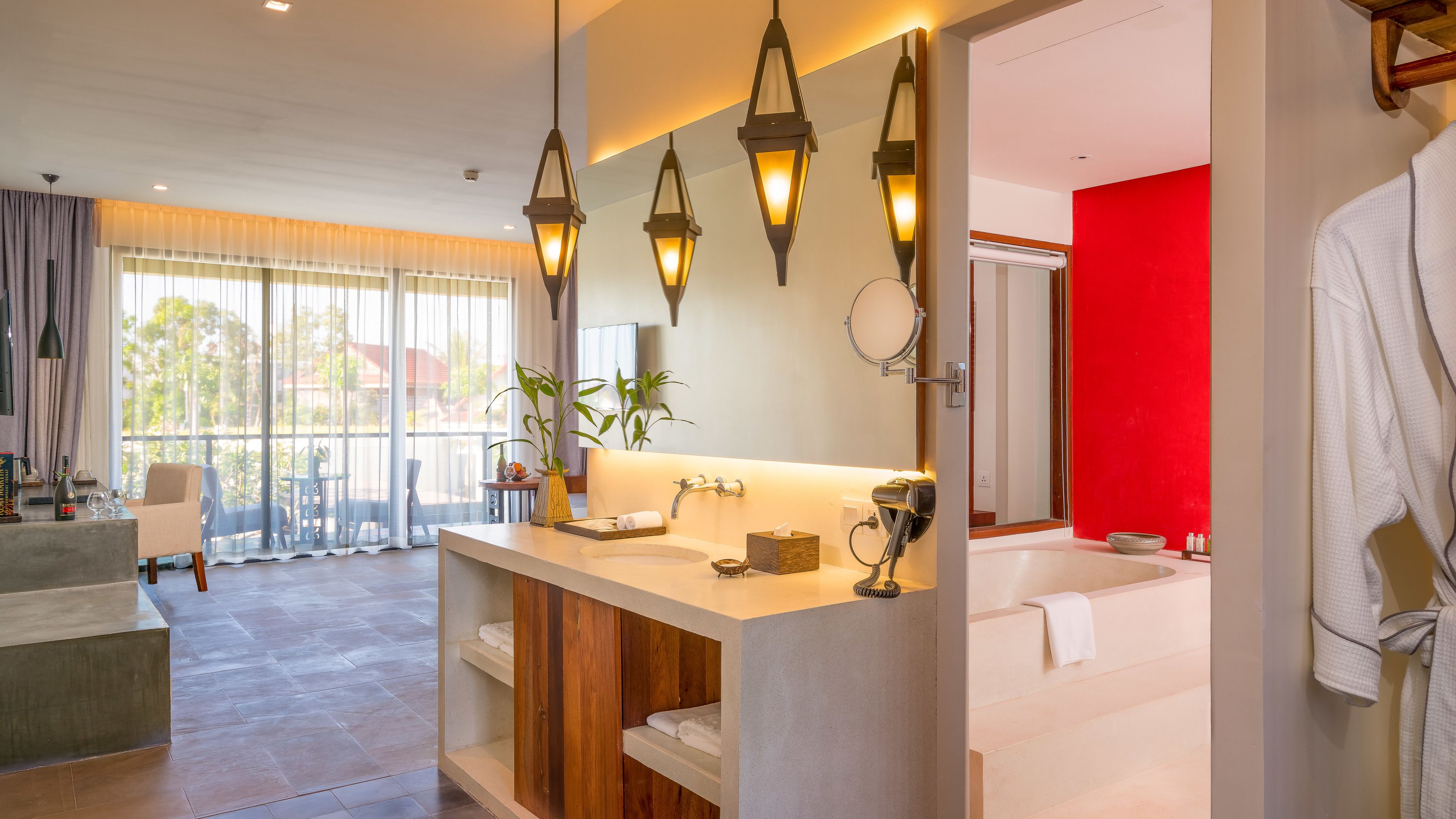 junior suite double pool view | 1 bedroom, minibar, in-room safe, desk