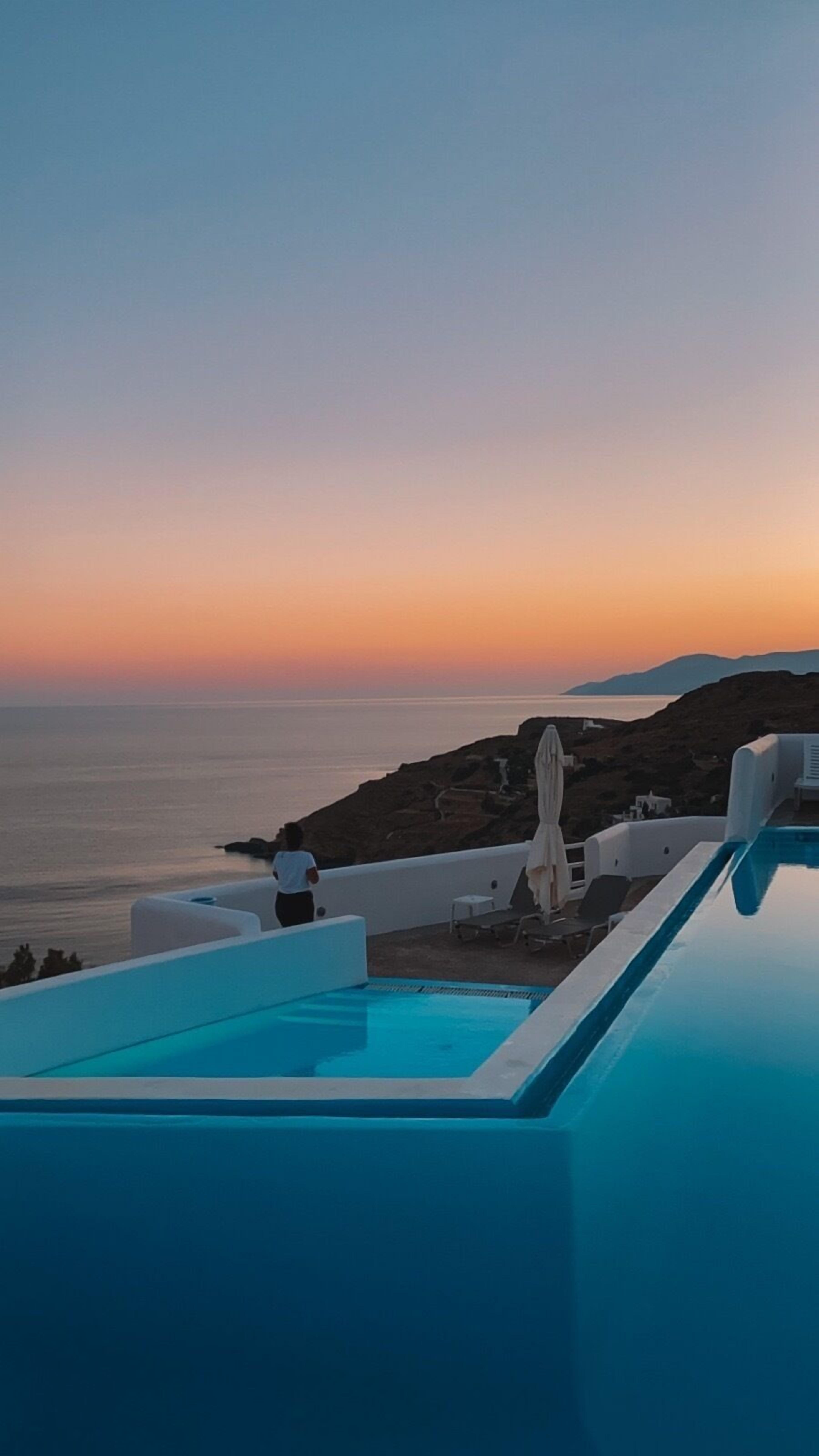 outdoor pool, pool umbrellas, pool loungers