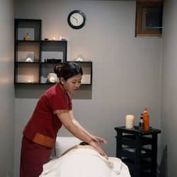 Sauna, steam room, body treatments, deep-tissue massages, body wraps