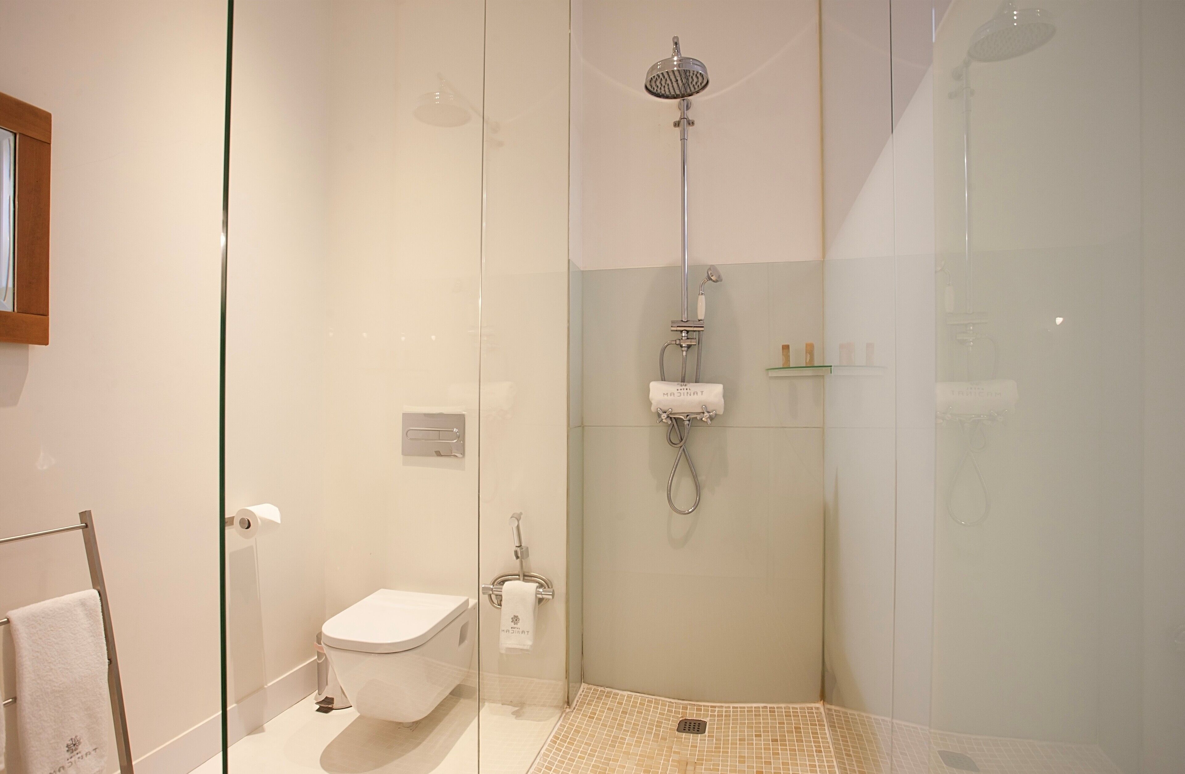 superior double room | bathroom | designer toiletries, hair dryer, bathrobes, slippers