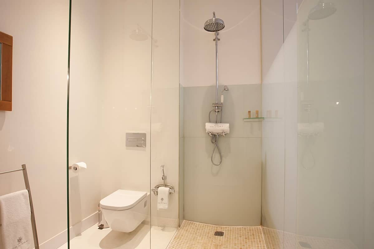 superior double room | bathroom | designer toiletries, hair dryer, bathrobes, slippers