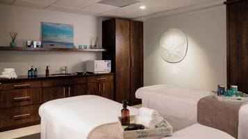 Behandlingsrum til par, hot stone-massage, svensk massage