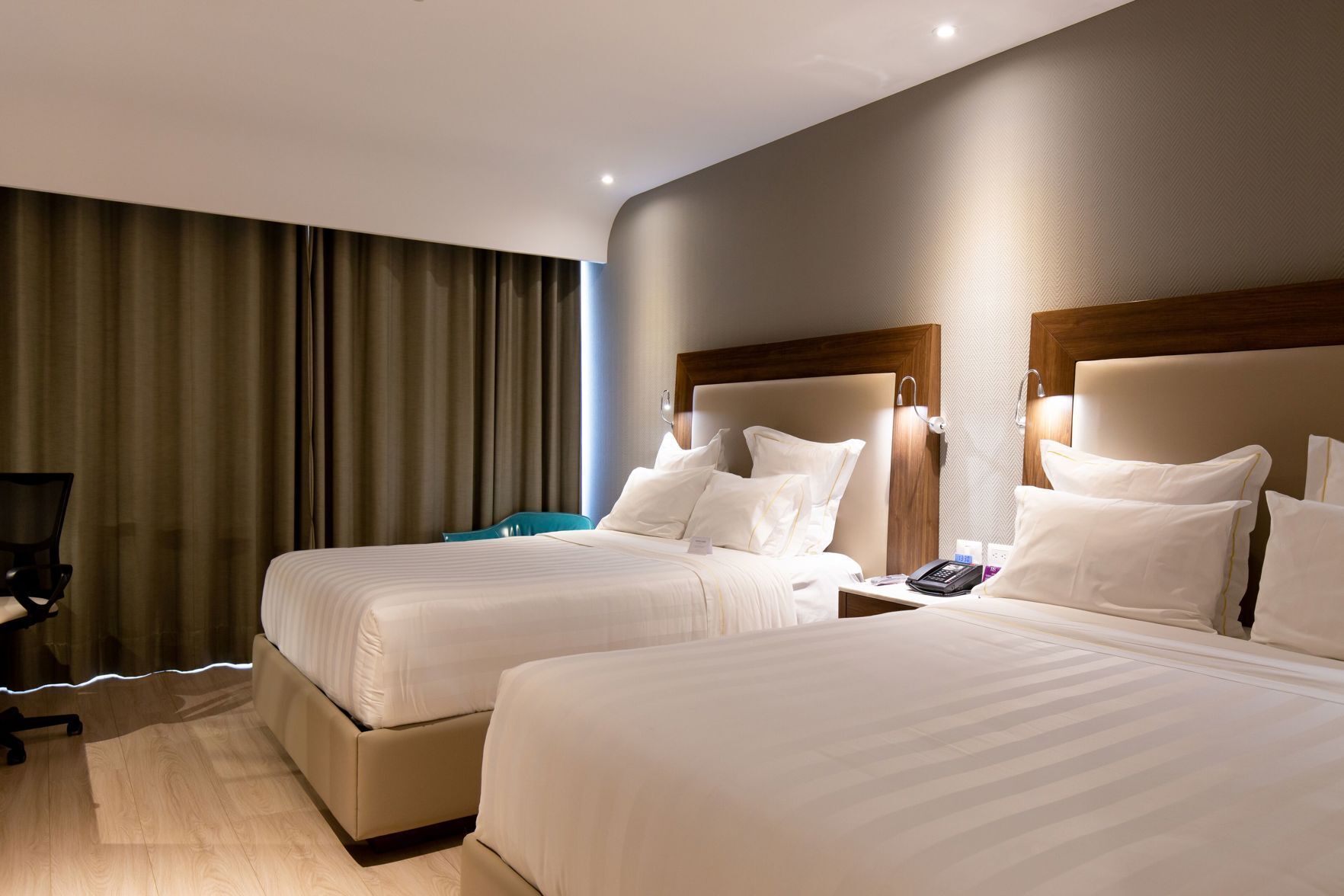 In-room safe, desk, laptop workspace, soundproofing