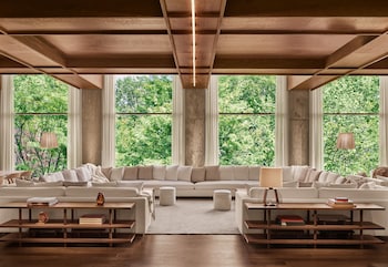 Sitting area in hotel lobby at PUBLIC, an Ian Schrager hotel
