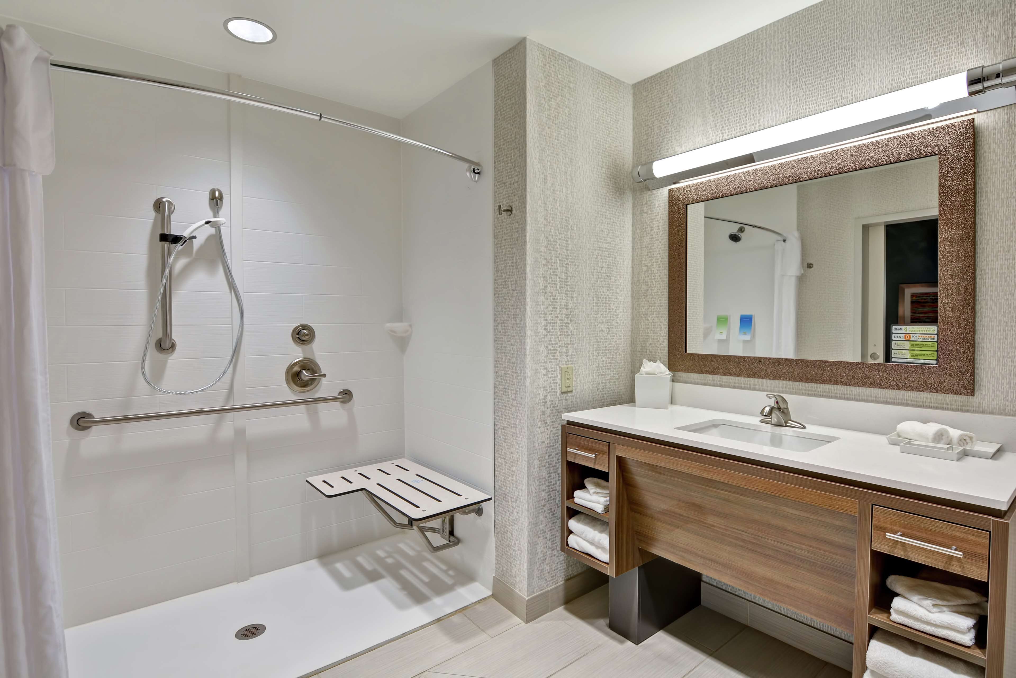 suite, 1 king bed, accessible, non smoking (mob/hearing acc w/ roll-in shower) | bathroom shower