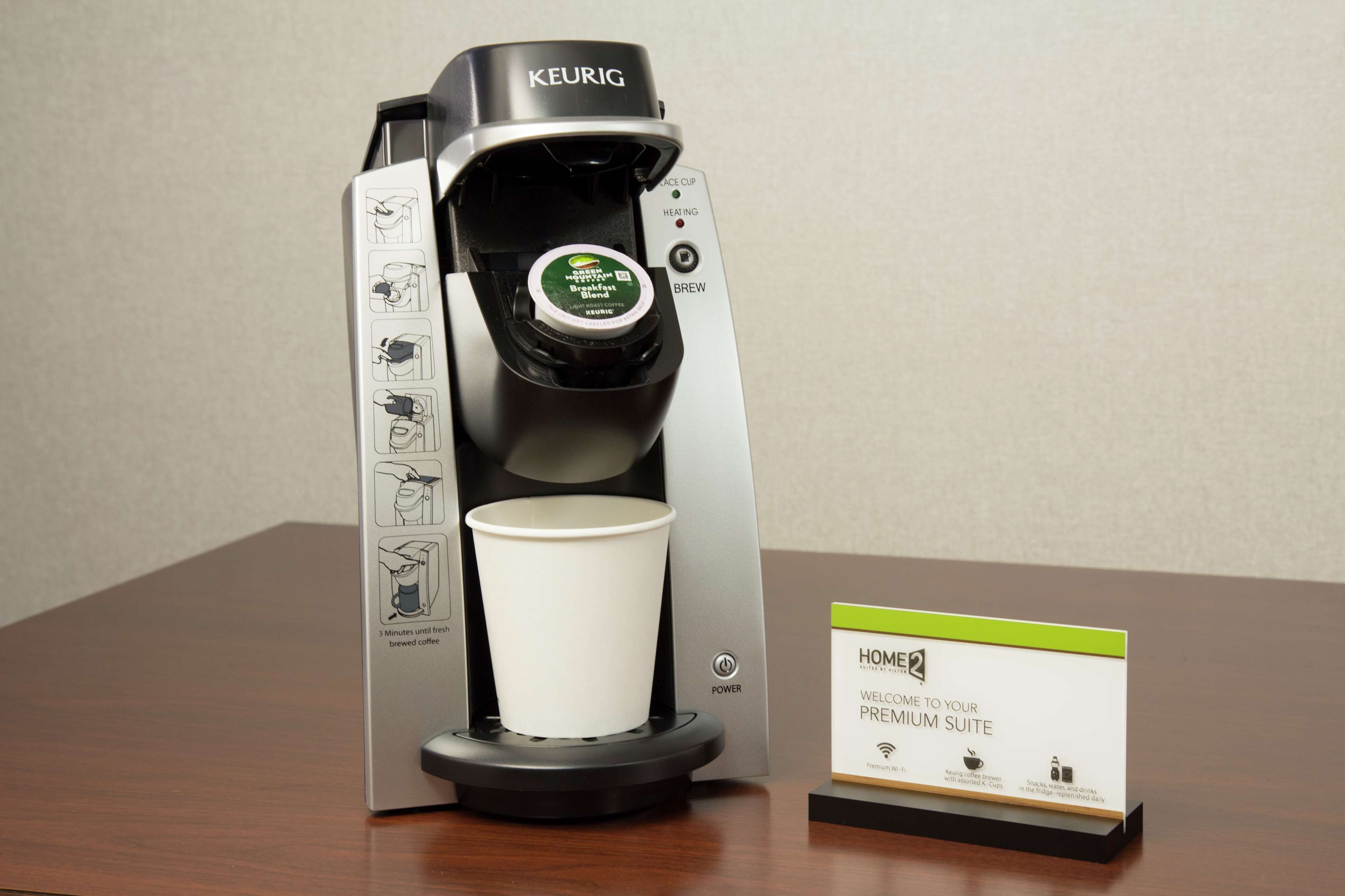 full-sized fridge, microwave, dishwasher, coffee/tea maker