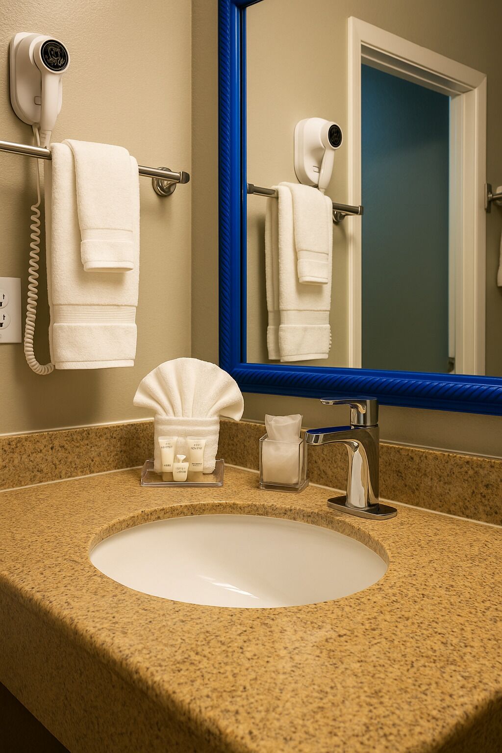 A bathroom with a sink, towel rack, and a mirror.