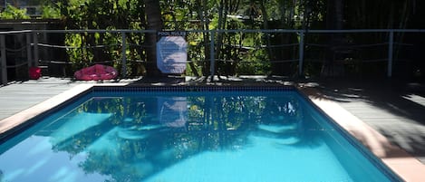 Outdoor pool, pool loungers