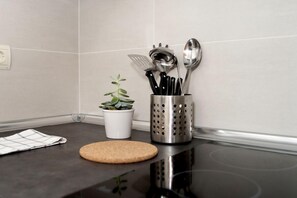Apartment, 2 Schlafzimmer | Eigene Küche | Kühlschrank, Mikrowelle, Herdplatte, Kochgeschirr/Geschirr/Besteck