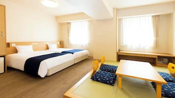 Desk, laptop workspace, blackout curtains, soundproofing