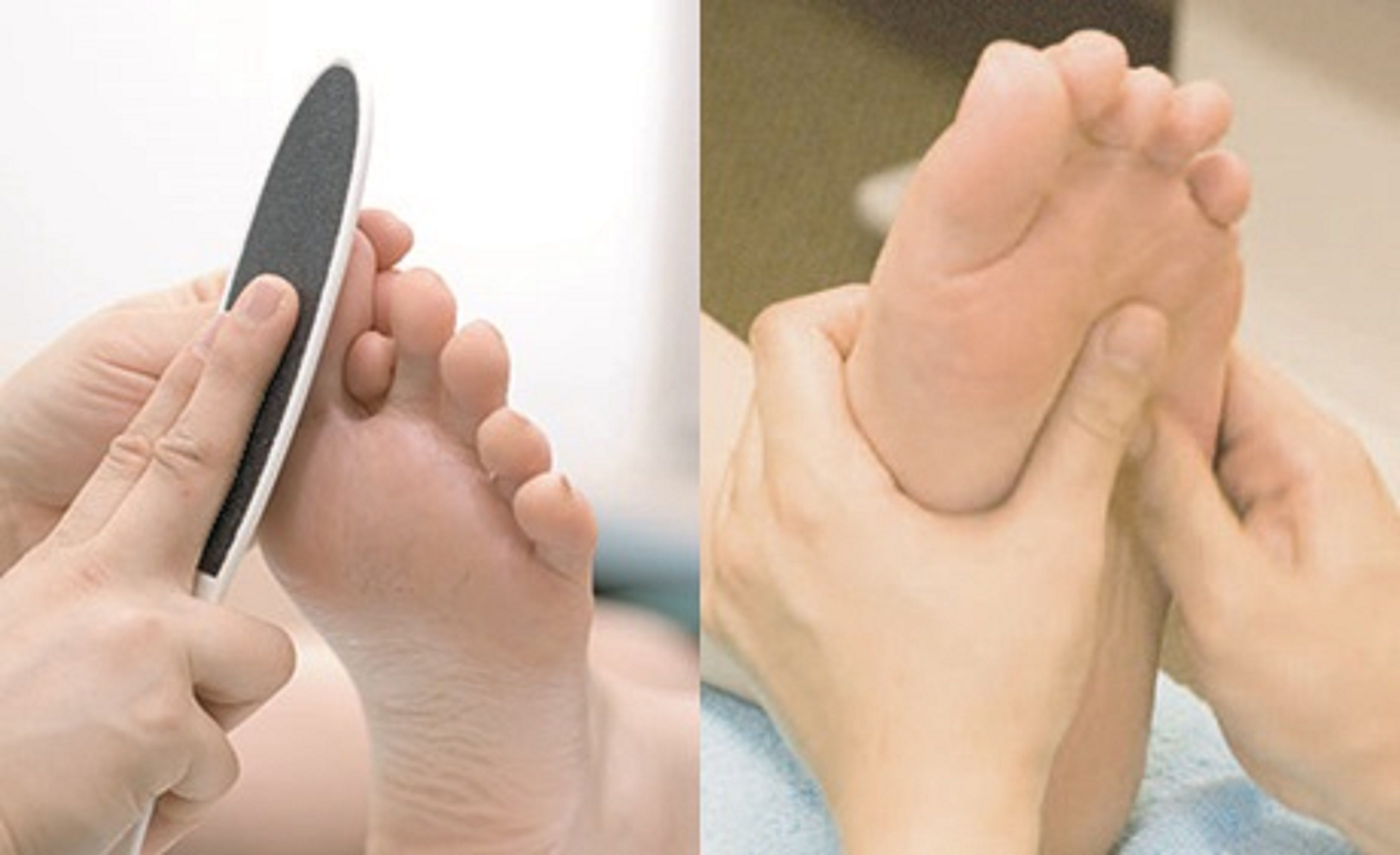 A close-up of a foot being treated with a medical device.