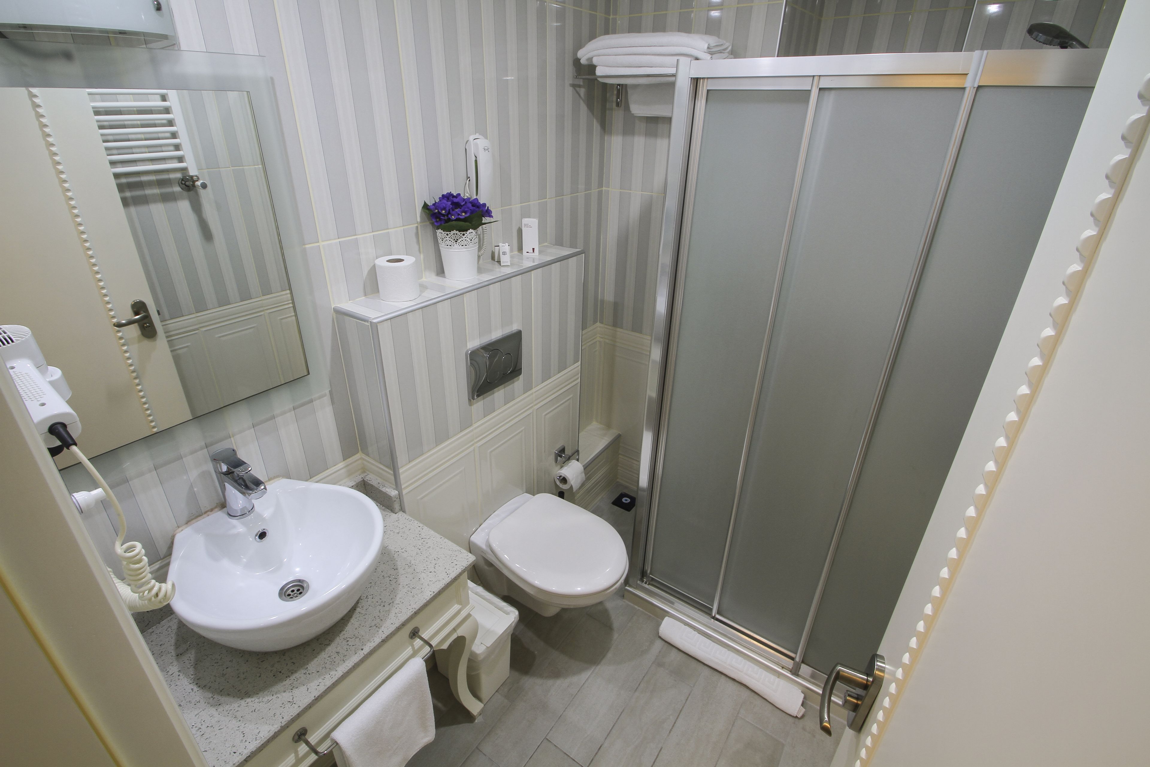 standard double or twin room | bathroom | shower, rainfall showerhead, free toiletries, hair dryer