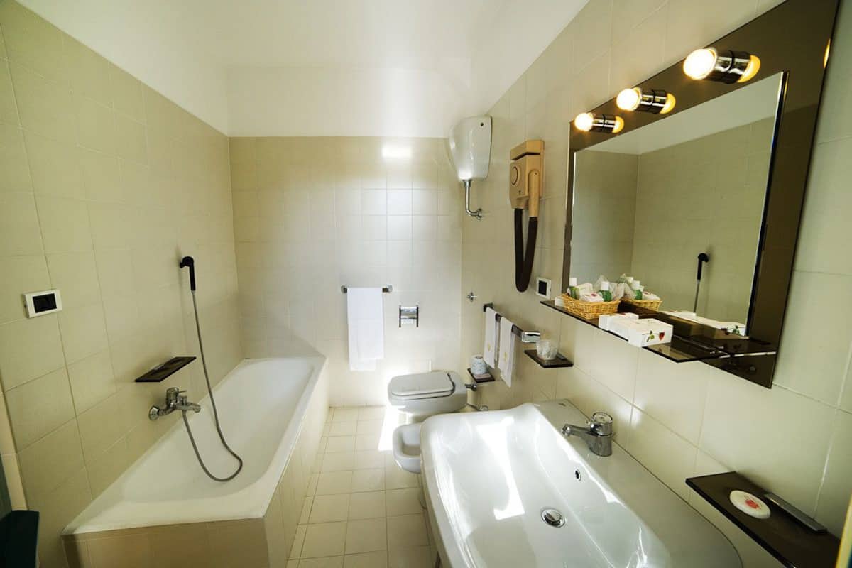 free toiletries, hair dryer, slippers, towels