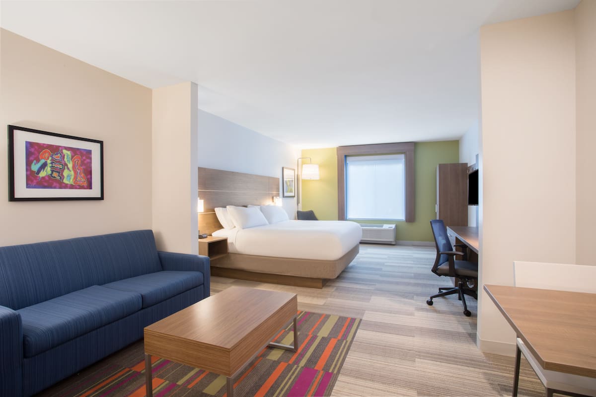 In-room safe, desk, laptop workspace, blackout curtains