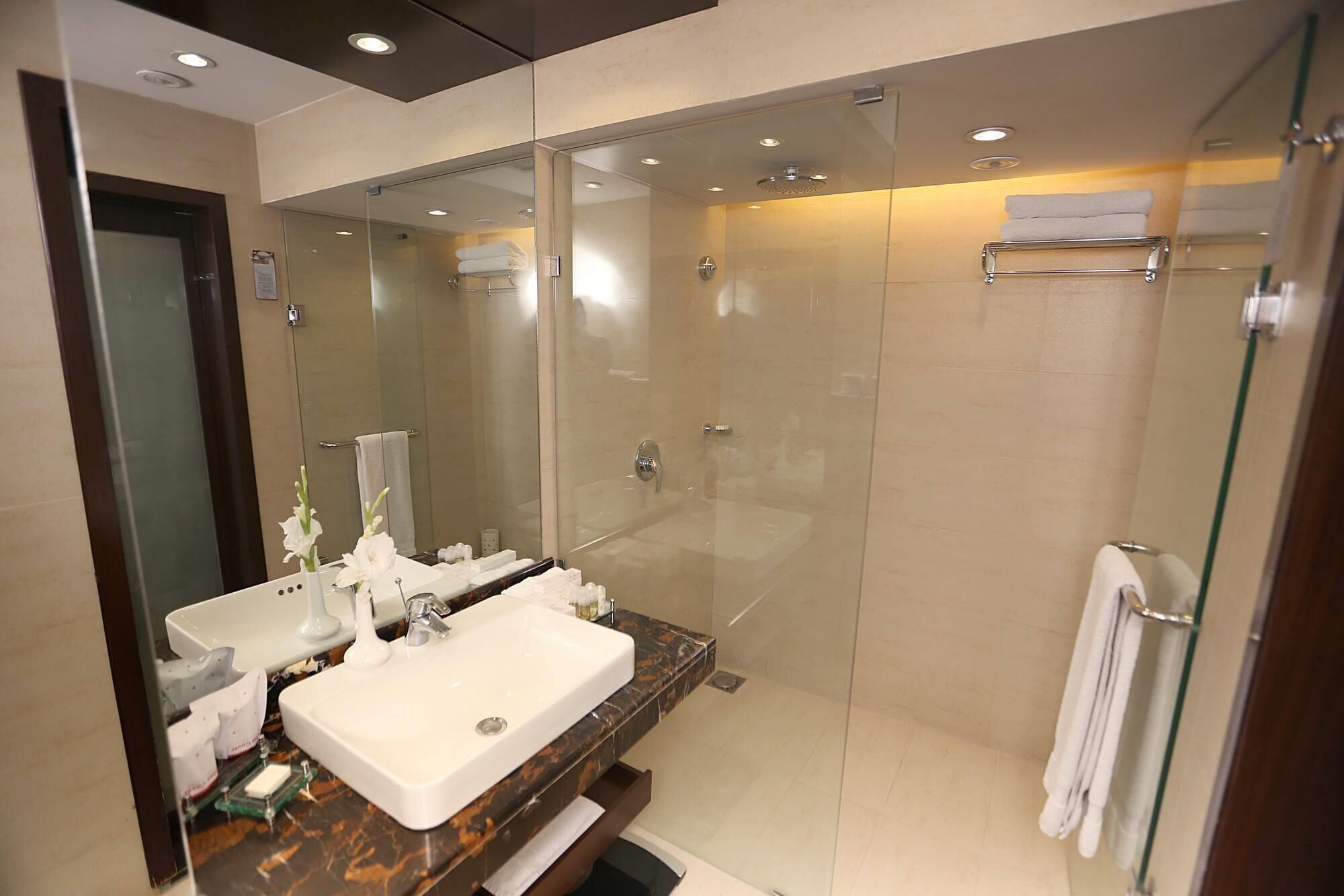 Habitación Business, 1 cama de matrimonio grande, fumadores | Baño | Cabezal de ducha tipo lluvia y artículos de higiene personal de diseño