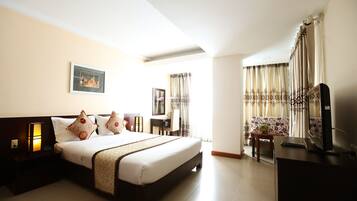 Minibar, desk, blackout drapes, free WiFi