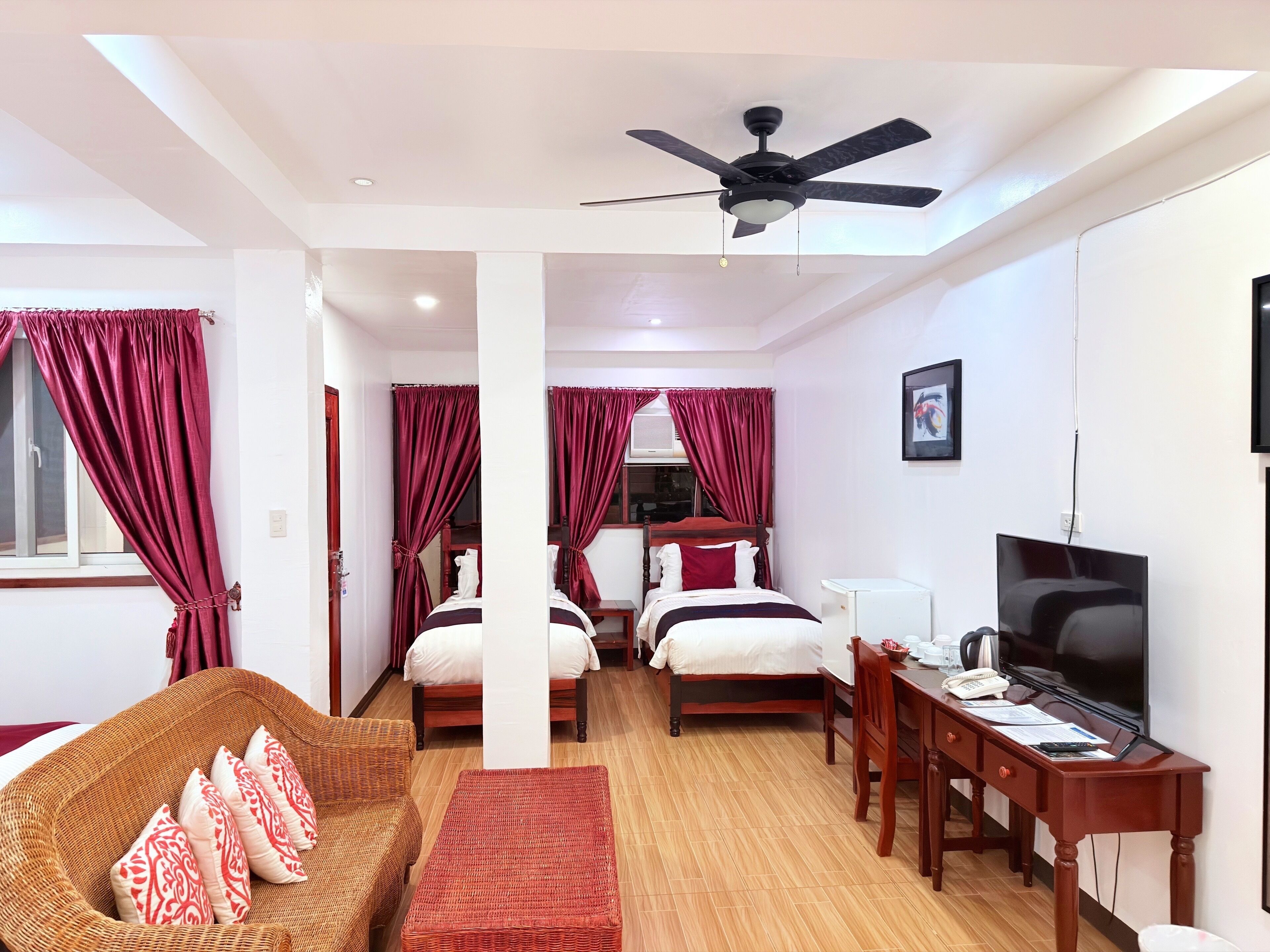 Familiekamer, uitzicht op zee | Lakens van Egyptisch katoen, luxe beddengoed, donsdekens