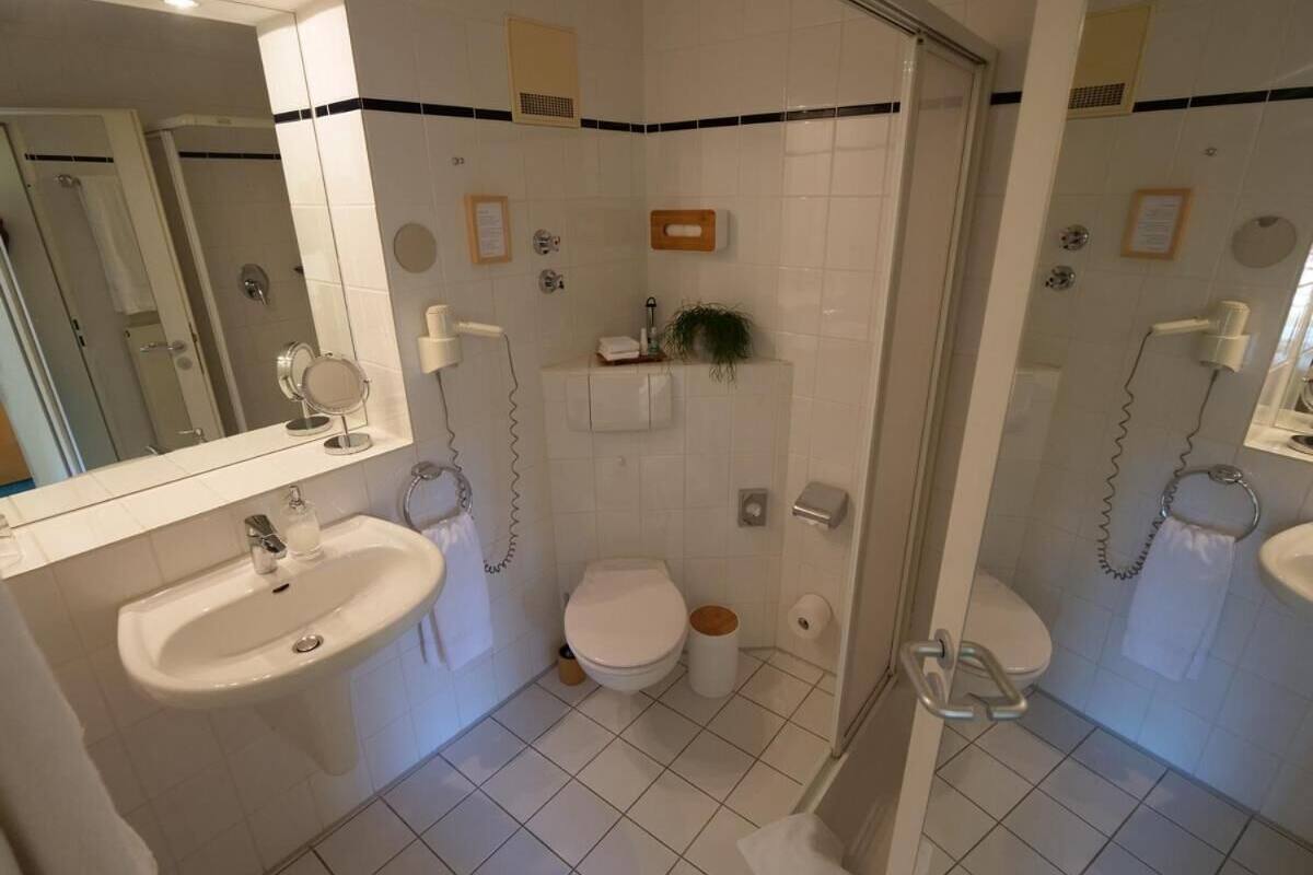 free toiletries, hair dryer, towels