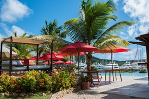 Outdoor pool, sun loungers