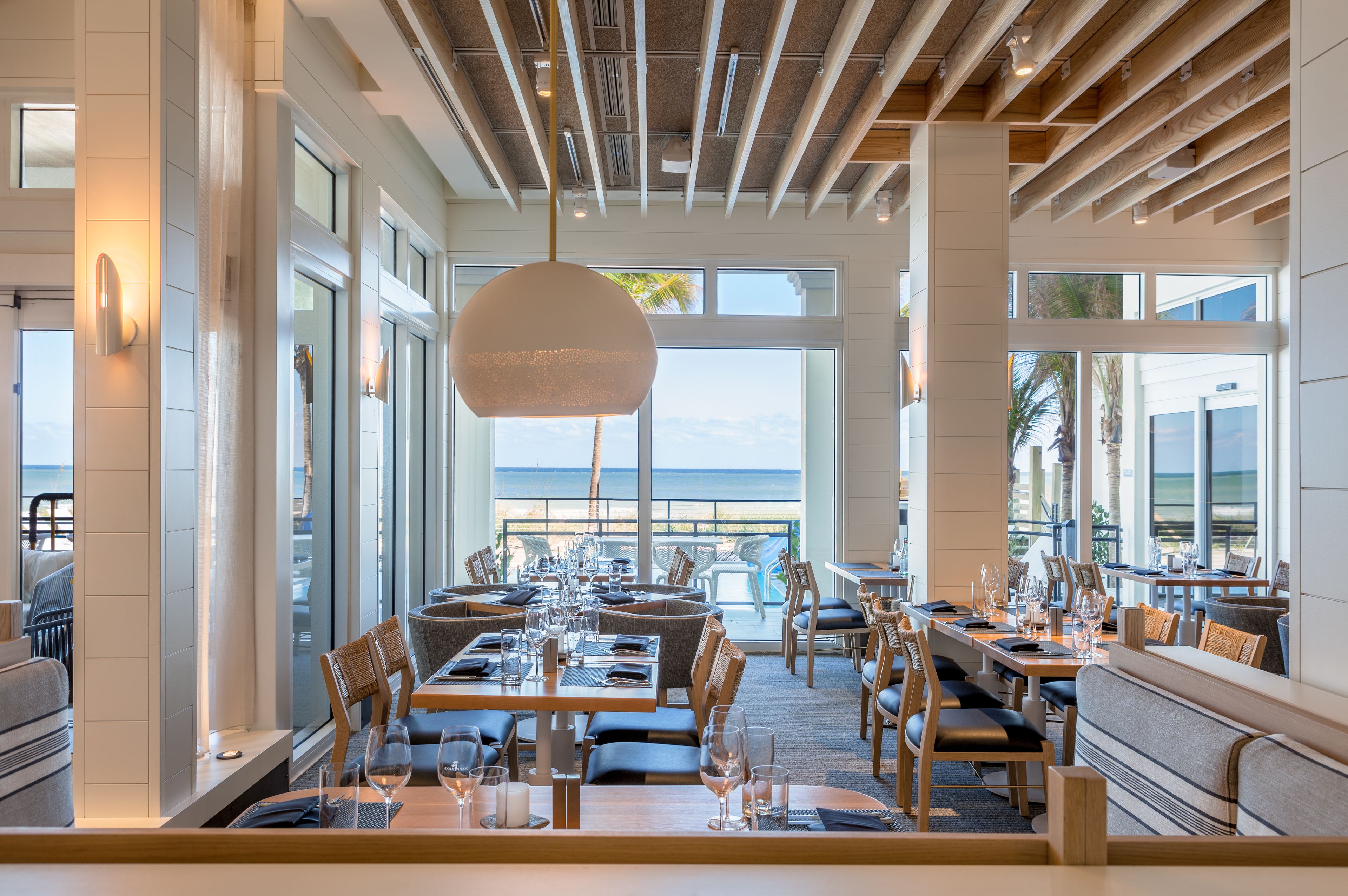 breakfast, lunch, dinner served; beach views